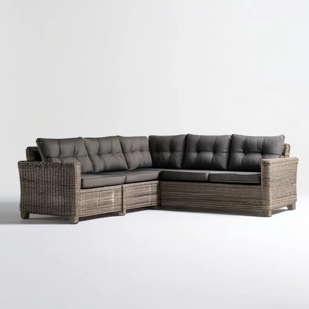 Narożna sofa ogrodowa z technorattanu Szara/Antracytowa 230 x 230 x 85 cm