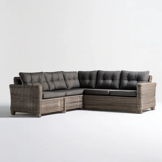 Narożna sofa ogrodowa z technorattanu Szara/Antracytowa 230 x 230 x 85 cm
