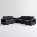 Czarny zestaw sof ogrodowych z technorattanu PE, 2- i 3-osobowa, 124 × 65 × 63 cm oraz 176 × 65 × 63 cm