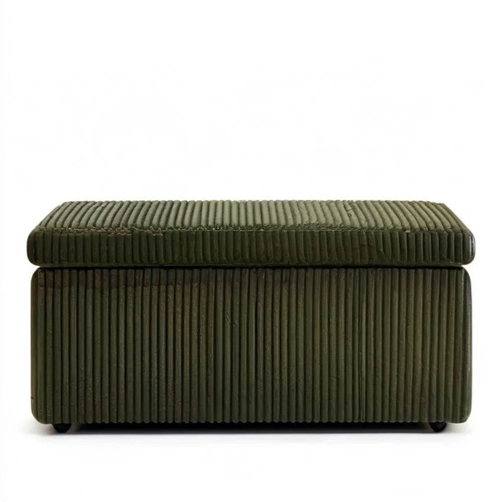 Oliwkowozielona pufa ze schowkiem 76 × 38 × 42 cm