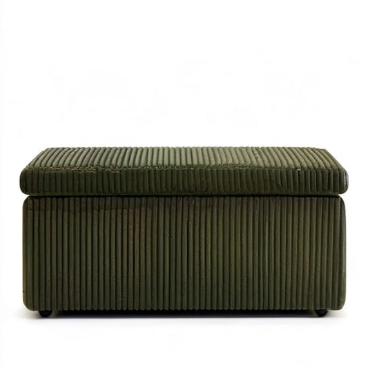 Oliwkowozielona pufa ze schowkiem 76 × 38 × 42 cm