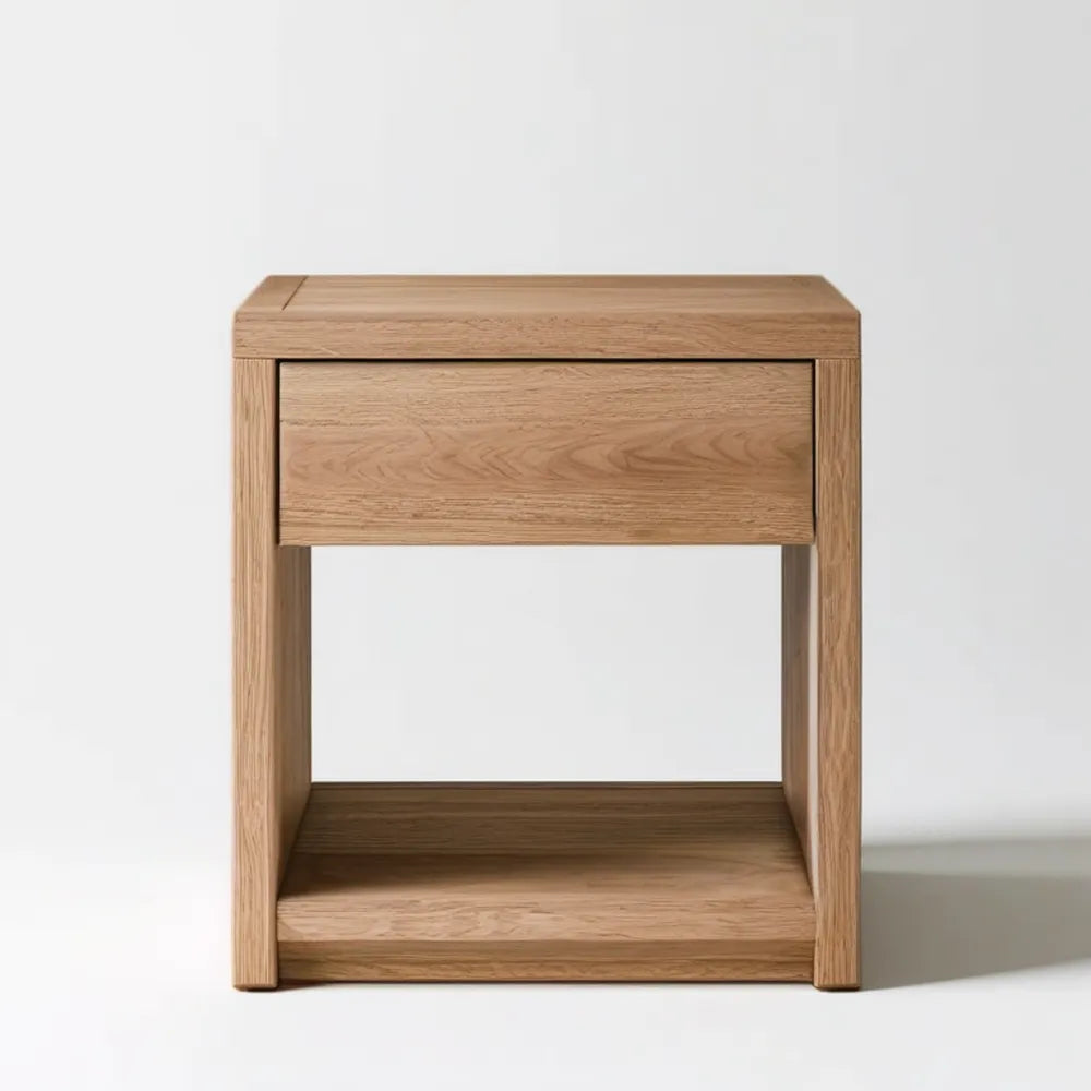 Naturalna dębowa szafka nocna 45 x 35 x 55 cm z szufladą i otwartą półką
